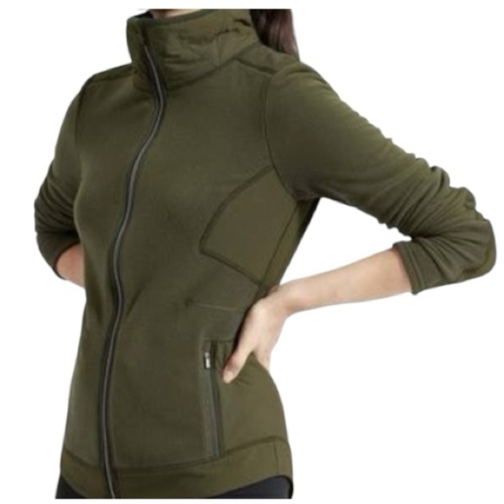 ATHLETA Women’s Green Outlander Full Zip Outdoors Hiking Fleece Jacket Size XS